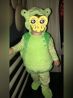 Green Striped Baby Outfit with Hood